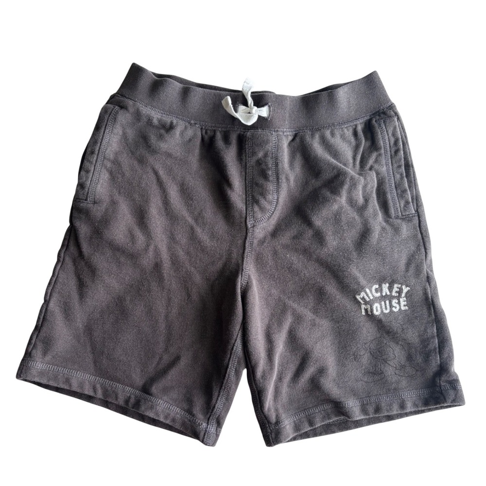 Disney Mickey Mouse Kids Gray Cotton‎ Sweat Shorts Size 7/8 Charcoal Drawstring